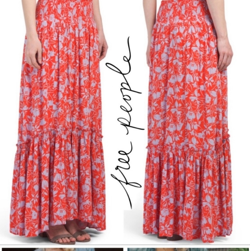 NWOT free people floral maxi skirt L